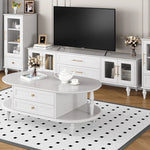 Stylish Multi-Layer Board Tea Table with Storage | Modern Oval Coffee Table for Living Room fcr-4837