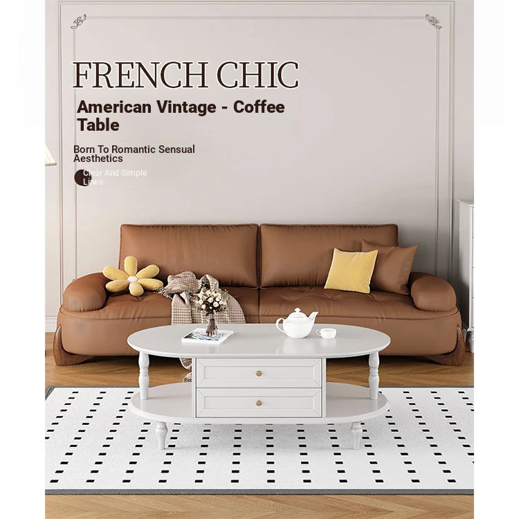 Stylish Multi-Layer Board Tea Table with Storage | Modern Oval Coffee Table for Living Room fcr-4837