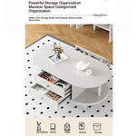Stylish Multi-Layer Board Tea Table with Storage | Modern Oval Coffee Table for Living Room fcr-4837