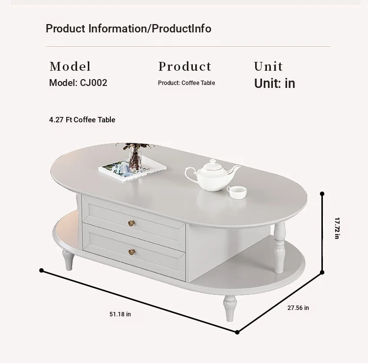 Stylish Multi-Layer Board Tea Table with Storage | Modern Oval Coffee Table for Living Room fcr-4837