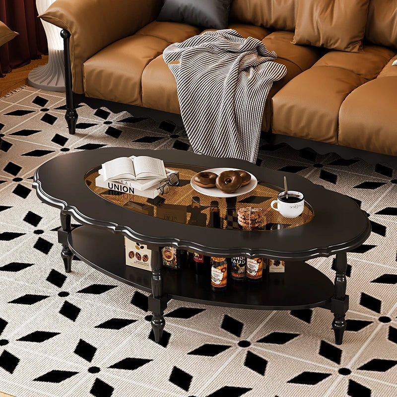 Elegant Multi-Layer Board & Glass Tea Table - Stylish Home Décor Centerpiece with Storage Shelves fcr-4838