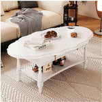 Elegant Multi-Layer Board Tea Table with Storage - Chic White Coffee Table for Living Room fcr-4840