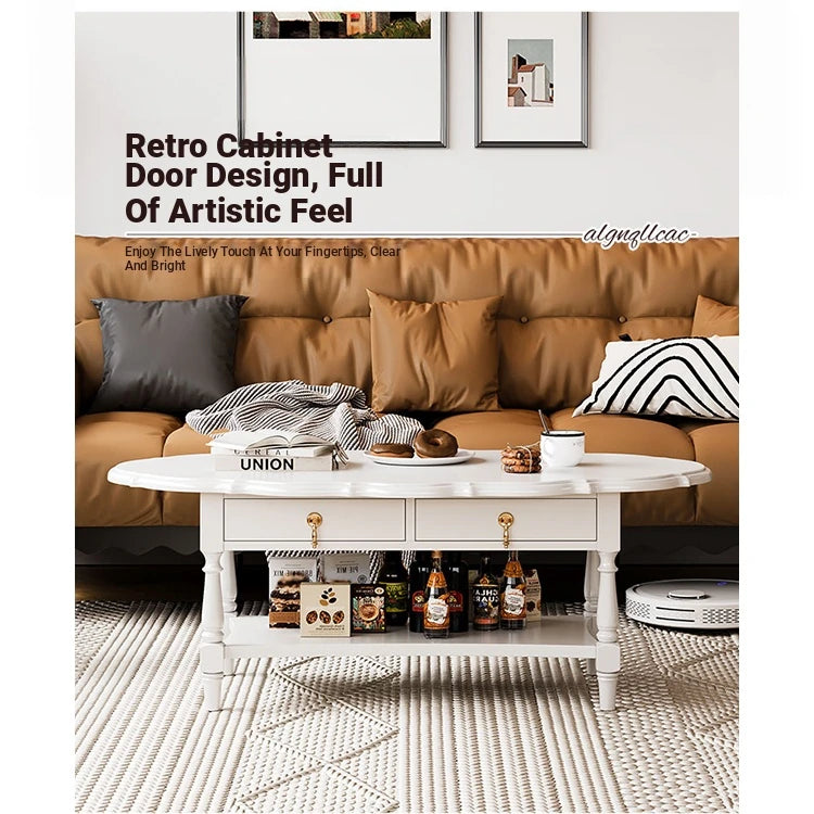 Elegant Multi-Layer Board Tea Table with Storage - Chic White Coffee Table for Living Room fcr-4840
