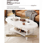 Elegant Multi-Layer Board Tea Table with Storage - Chic White Coffee Table for Living Room fcr-4840
