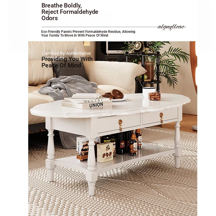 Elegant Multi-Layer Board Tea Table with Storage - Chic White Coffee Table for Living Room fcr-4840