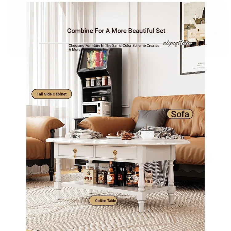Elegant Multi-Layer Board Tea Table with Storage - Chic White Coffee Table for Living Room fcr-4840