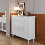 Elegant White Multi-layer Board Cabinet with Stylish Gold Handles - Perfect for Modern Home Decor fcr-4841