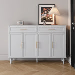 Elegant White Multi-layer Board Cabinet with Stylish Gold Handles - Perfect for Modern Home Decor fcr-4841