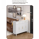 Elegant White Multi-layer Board Cabinet with Stylish Gold Handles - Perfect for Modern Home Decor fcr-4841