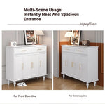 Elegant White Multi-layer Board Cabinet with Stylish Gold Handles - Perfect for Modern Home Decor fcr-4841