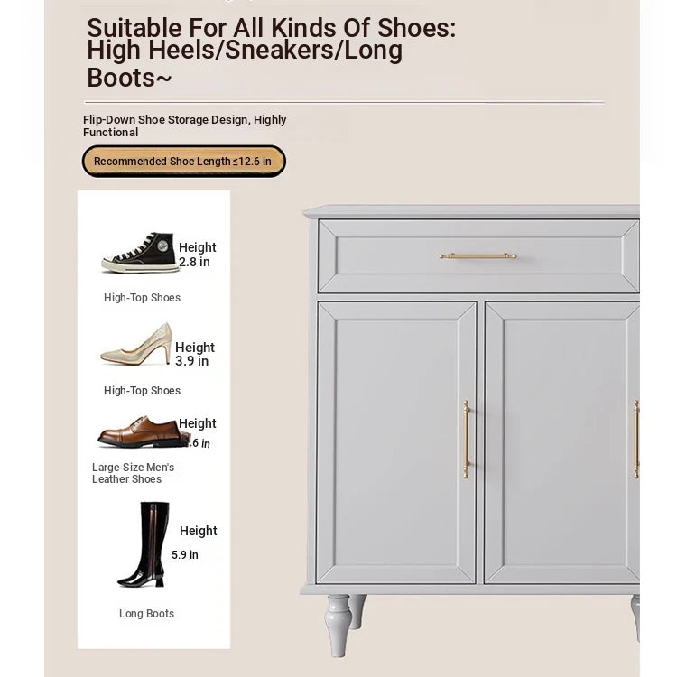 Elegant White Multi-layer Board Cabinet with Stylish Gold Handles - Perfect for Modern Home Decor fcr-4841