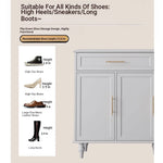 Elegant White Multi-layer Board Cabinet with Stylish Gold Handles - Perfect for Modern Home Decor fcr-4841