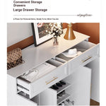 Elegant White Multi-layer Board Cabinet with Stylish Gold Handles - Perfect for Modern Home Decor fcr-4841