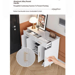 Elegant White Multi-layer Board Cabinet with Stylish Gold Handles - Perfect for Modern Home Decor fcr-4841