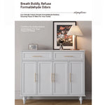 Elegant White Multi-layer Board Cabinet with Stylish Gold Handles - Perfect for Modern Home Decor fcr-4841