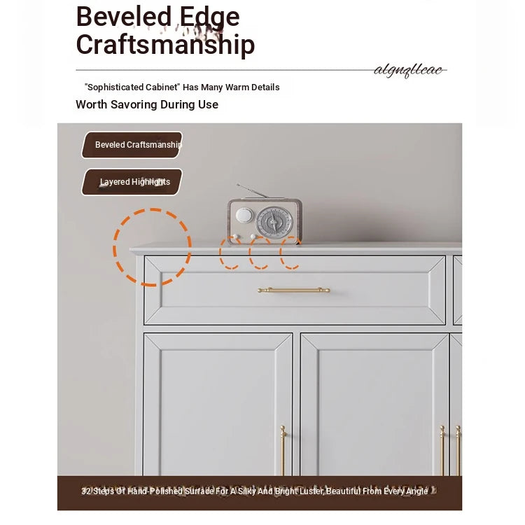 Elegant White Multi-layer Board Cabinet with Stylish Gold Handles - Perfect for Modern Home Decor fcr-4841