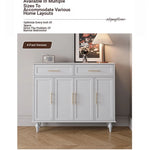 Elegant White Multi-layer Board Cabinet with Stylish Gold Handles - Perfect for Modern Home Decor fcr-4841