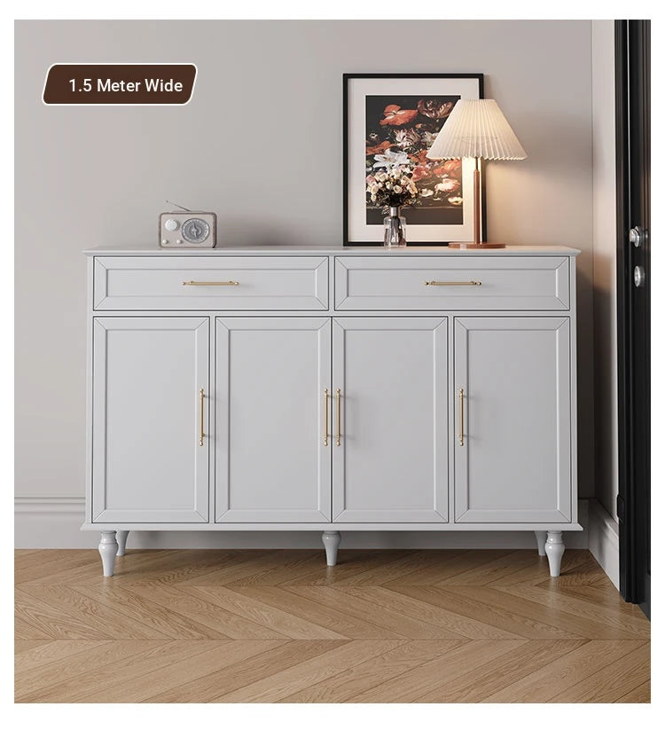 Elegant White Multi-layer Board Cabinet with Stylish Gold Handles - Perfect for Modern Home Decor fcr-4841
