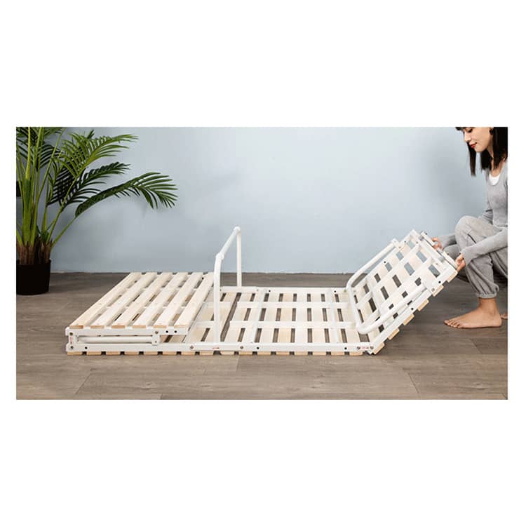 Stylish White Paulownia Wood Bed Frame with Steel Accents - Elegant Natural Finish fcsnm-901