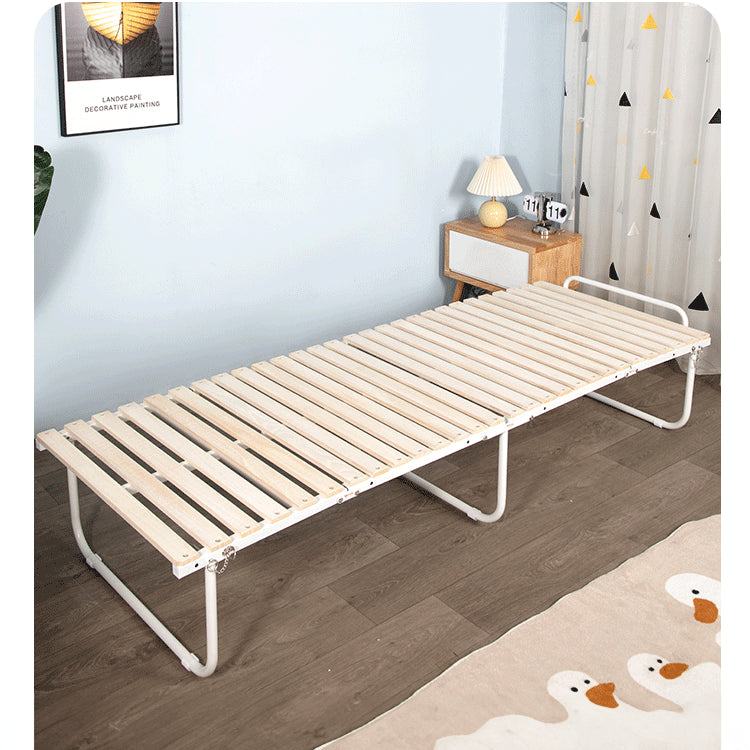 Stylish White Paulownia Wood Bed Frame with Steel Accents - Elegant Natural Finish fcsnm-901