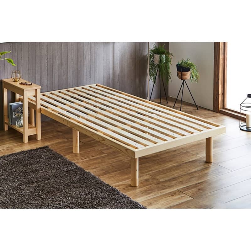 Rustic Fir Wood Bed in Natural White and Brown Finish fcsnm-902