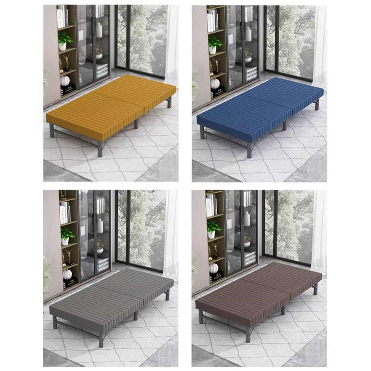Modern Multi-Material Bed with Steel Frame and Comfortable Foam Layers fcsnm-905