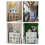 Solid Wood Ceramic Patterned Cabinet - Vintage Style Drawers for Elegant Home Decor fcwz-2349