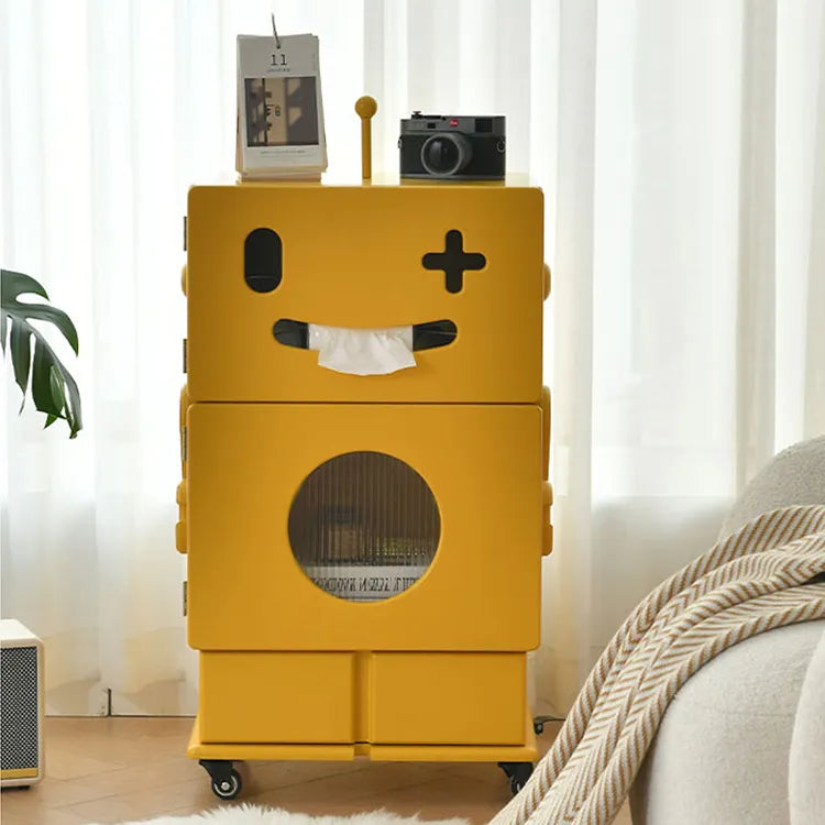 Colorful Robot-Themed Cabinet with Wheels - Creative Storage Solution for Kids' Rooms, Density Board Glass fcwz-2367