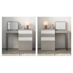 Sleek Glass Makeup Table with Synthetic Leather Stool – Modern Vanity Set for Elegant Spaces fcx-2594