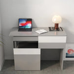 Sleek Glass Makeup Table with Synthetic Leather Stool – Modern Vanity Set for Elegant Spaces fcx-2594