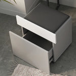 Sleek Glass Makeup Table with Synthetic Leather Stool – Modern Vanity Set for Elegant Spaces fcx-2594