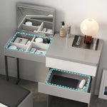 Sleek Glass Makeup Table with Synthetic Leather Stool – Modern Vanity Set for Elegant Spaces fcx-2594