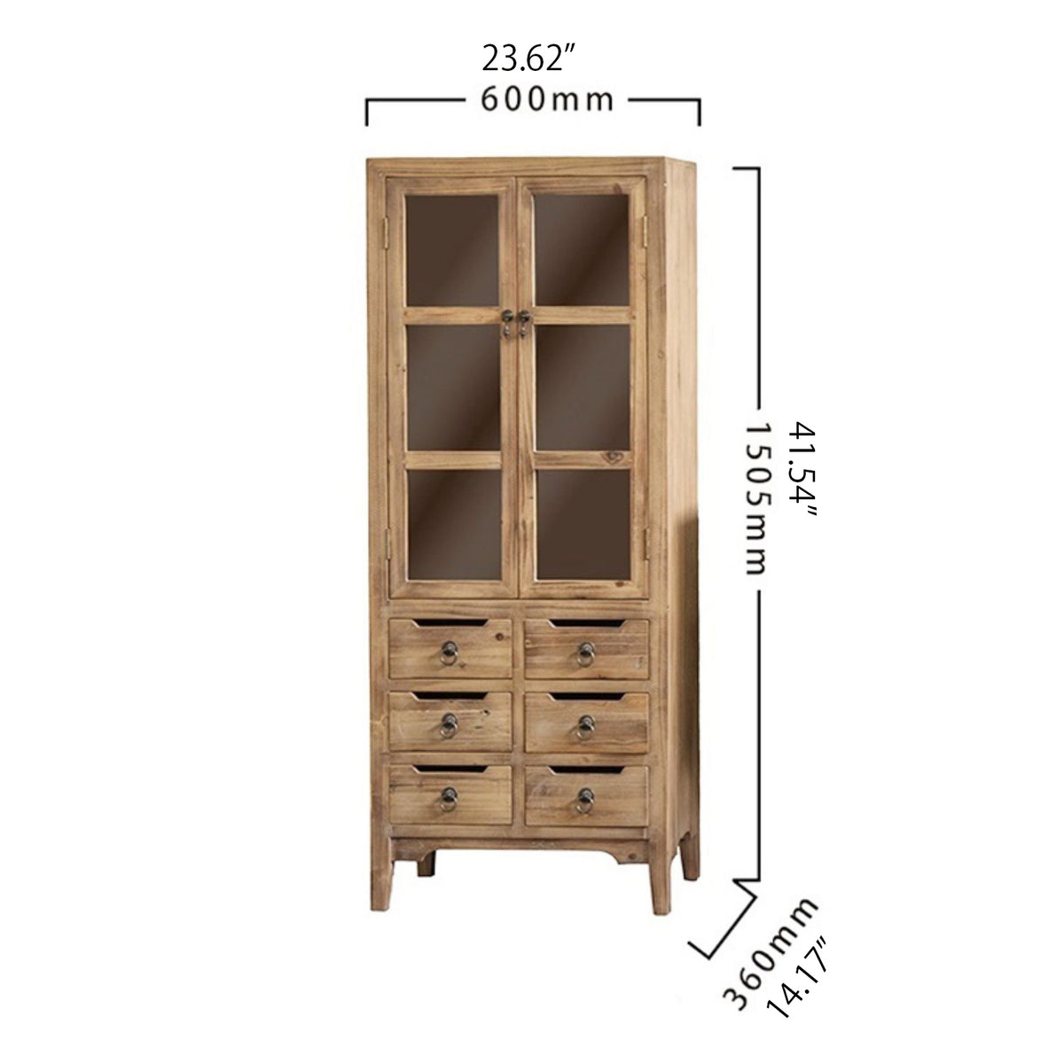 Solid Wood Glass Display Cabinet - Elegant Storage and Showpiece fczym-2306