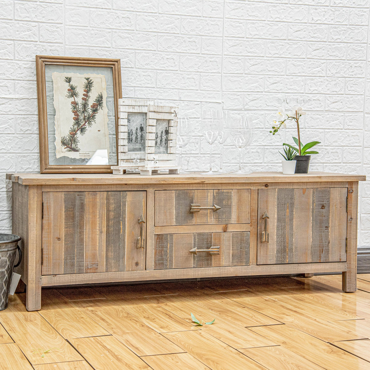 Rustic Solid Wood TV Cabinet with Ample Storage Drawers fczym-2313