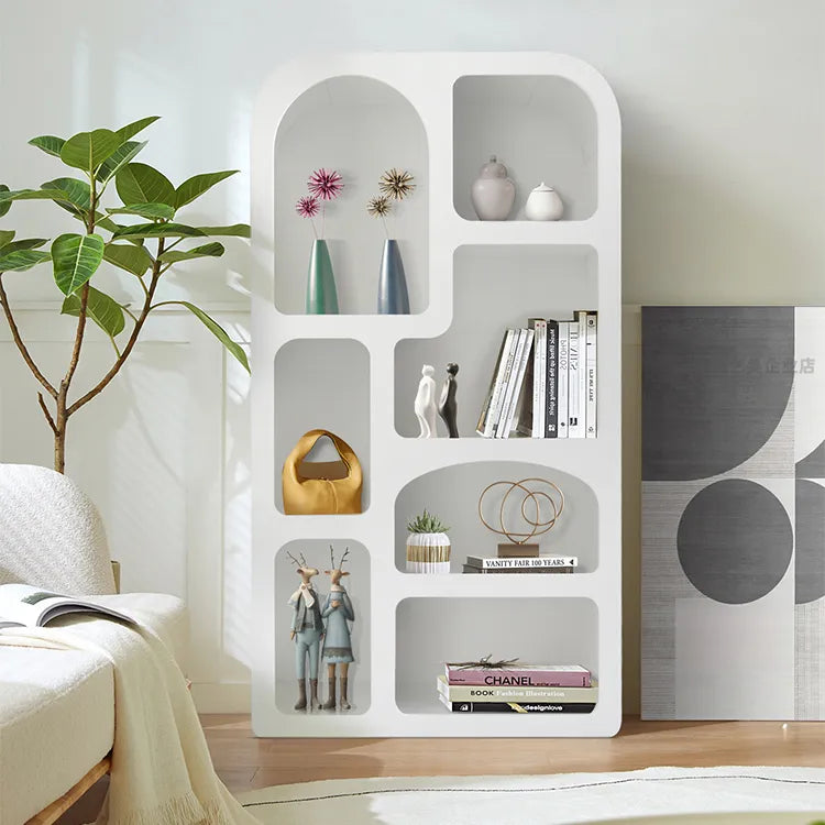 Contemporary White Wooden Cabinet with Unique Modern Design Shelving fczym-2314