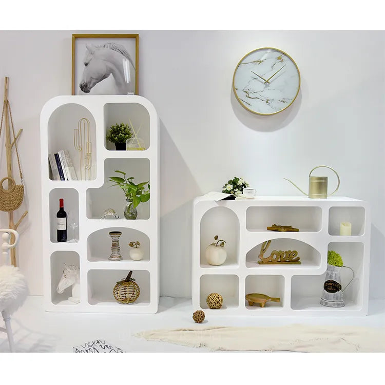 Contemporary White Wooden Cabinet with Unique Modern Design Shelving fczym-2314