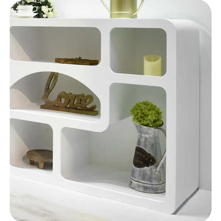 Contemporary White Wooden Cabinet with Unique Modern Design Shelving fczym-2314