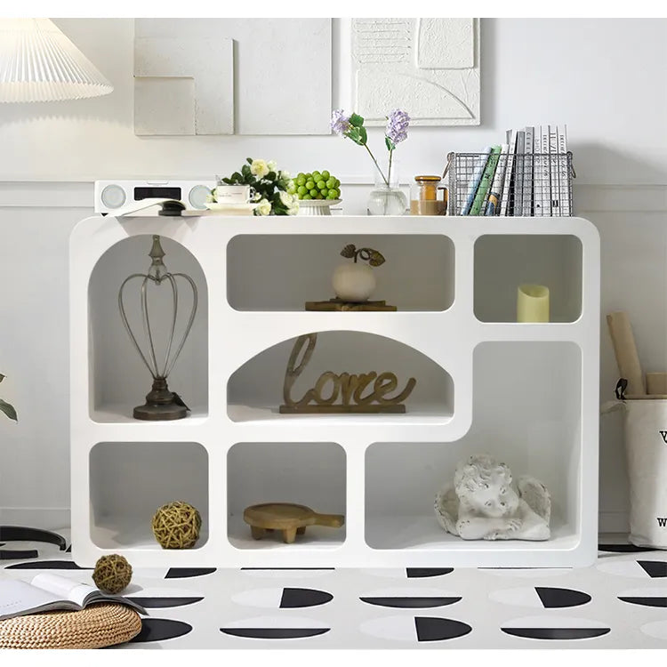 Contemporary White Wooden Cabinet with Unique Modern Design Shelving fczym-2314