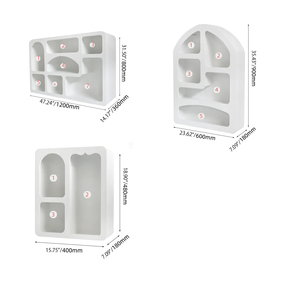 Contemporary White Wooden Cabinet with Unique Modern Design Shelving fczym-2314