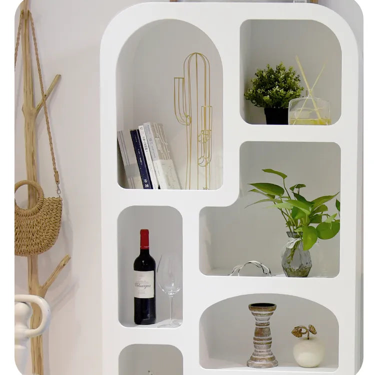 Contemporary White Wooden Cabinet with Unique Modern Design Shelving fczym-2314