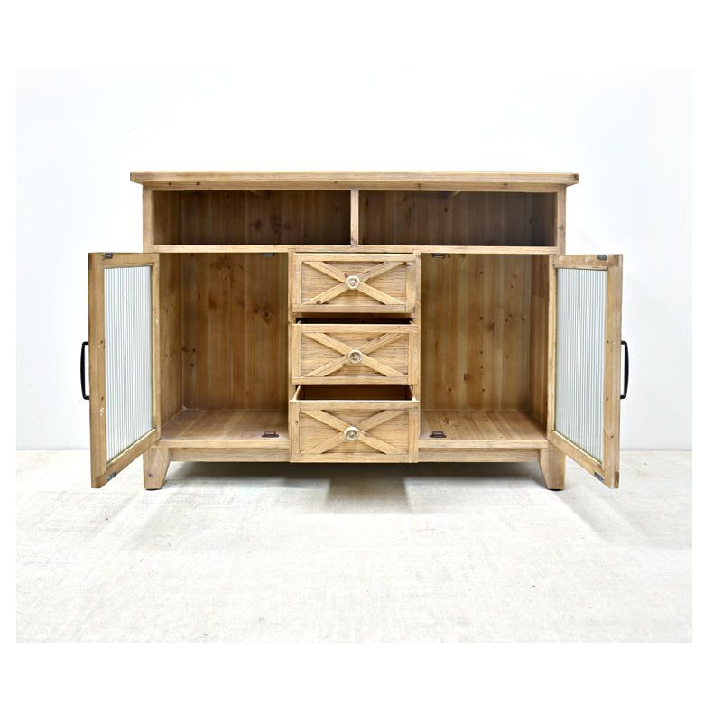 Stylish Cedar Wood Glass Cabinet – Elegant Storage Solution for Your Home fczym-2315