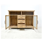 Stylish Cedar Wood Glass Cabinet – Elegant Storage Solution for Your Home fczym-2315