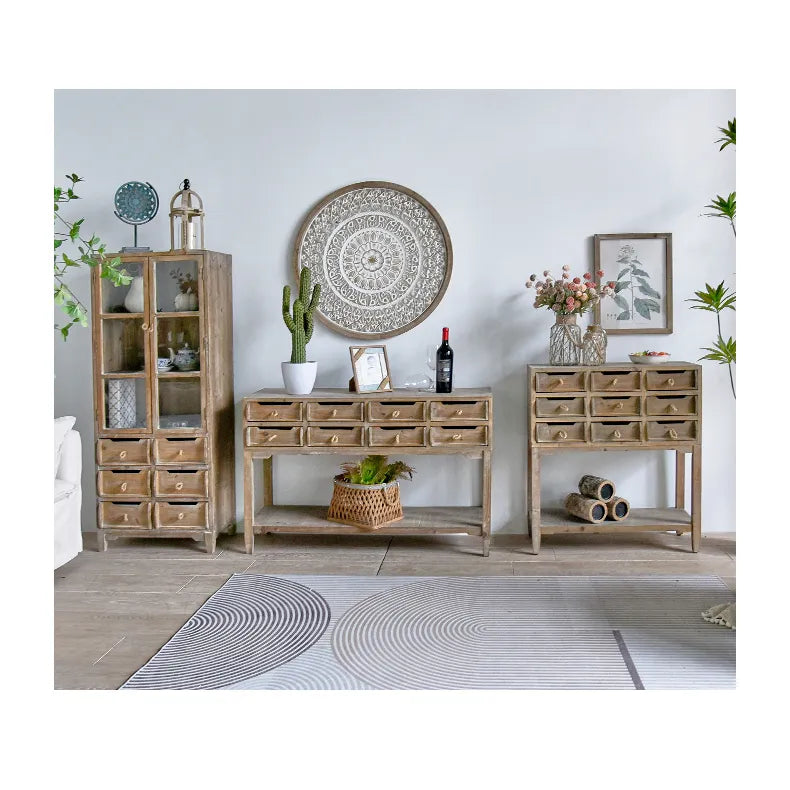 Rustic Chinese Fir Cabinet Set - Elegant Storage for Your Home fczym-2320