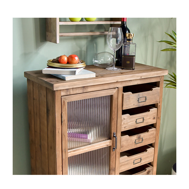 Elegant Cedar Wood Glass Cabinet - Stylish Storage Solution for Your Home fczym-2327