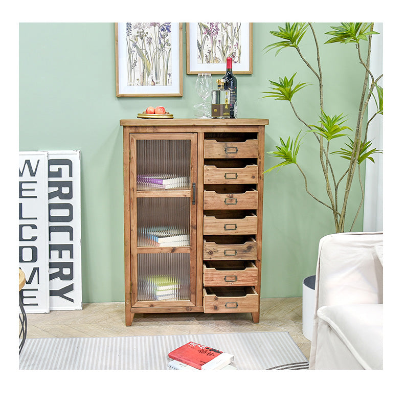 Elegant Cedar Wood Glass Cabinet - Stylish Storage Solution for Your Home fczym-2327