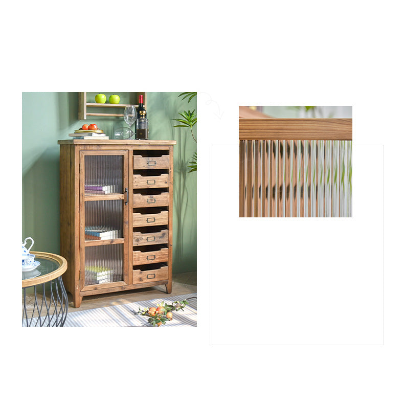 Elegant Cedar Wood Glass Cabinet - Stylish Storage Solution for Your Home fczym-2327