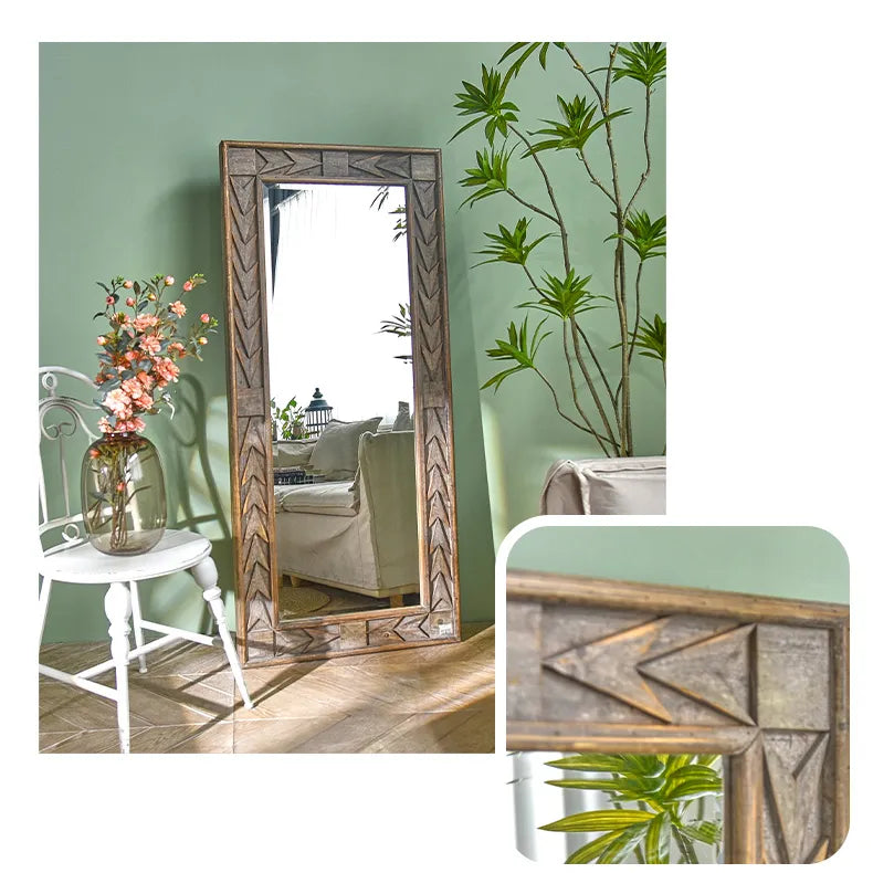 Elegant Solid Wood Frame Mirror - Enhance Your Living Space with Style fczym-2329