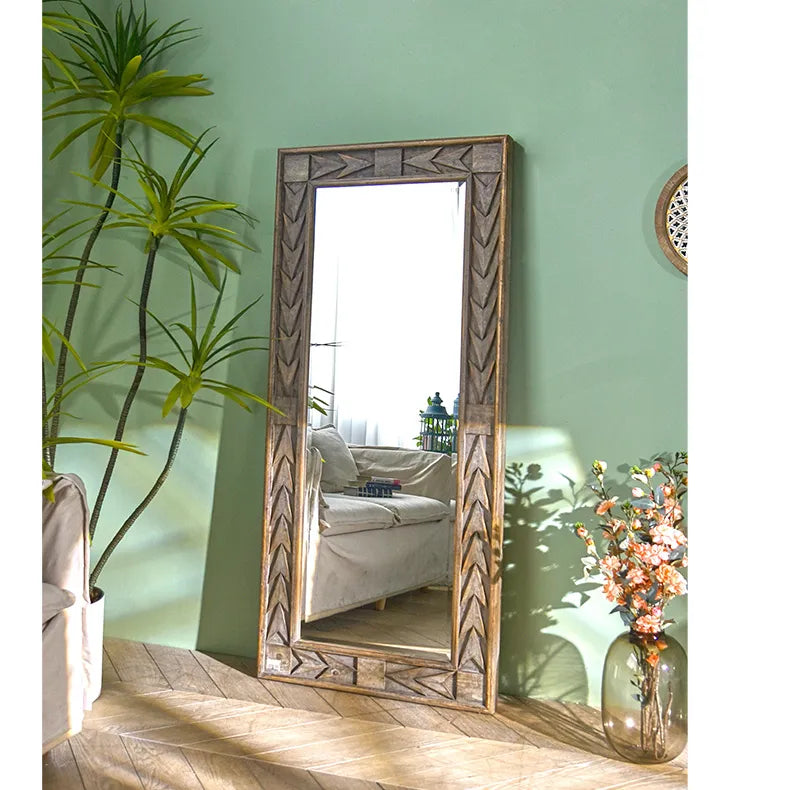 Elegant Solid Wood Frame Mirror - Enhance Your Living Space with Style fczym-2329