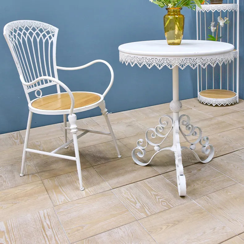 Vintage White Iron Bistro Table – Elegant Lace Design for Cozy Spaces fczym-2330