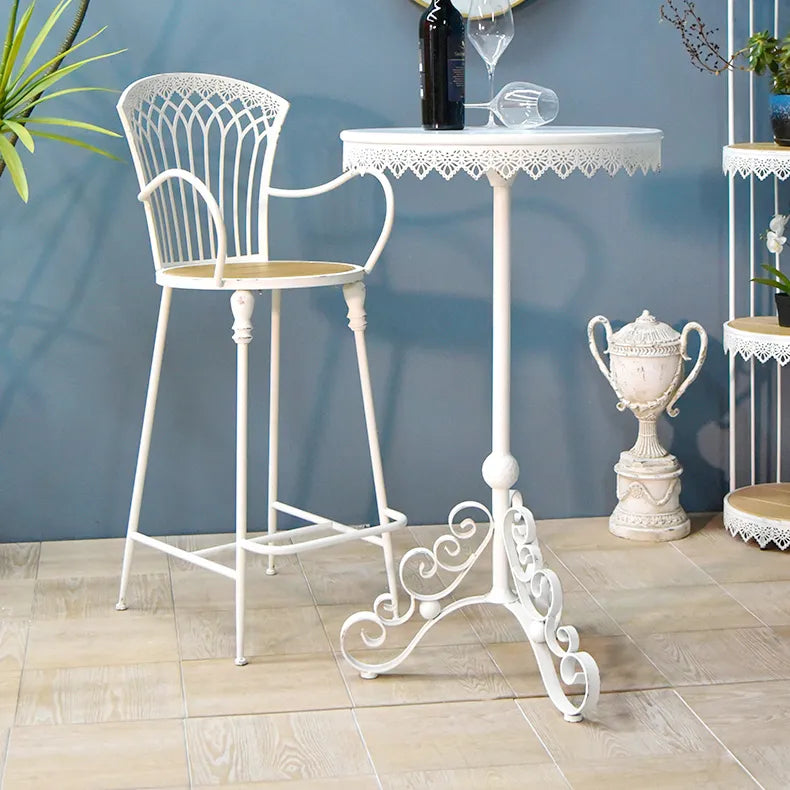 Vintage White Iron Bistro Table – Elegant Lace Design for Cozy Spaces fczym-2330